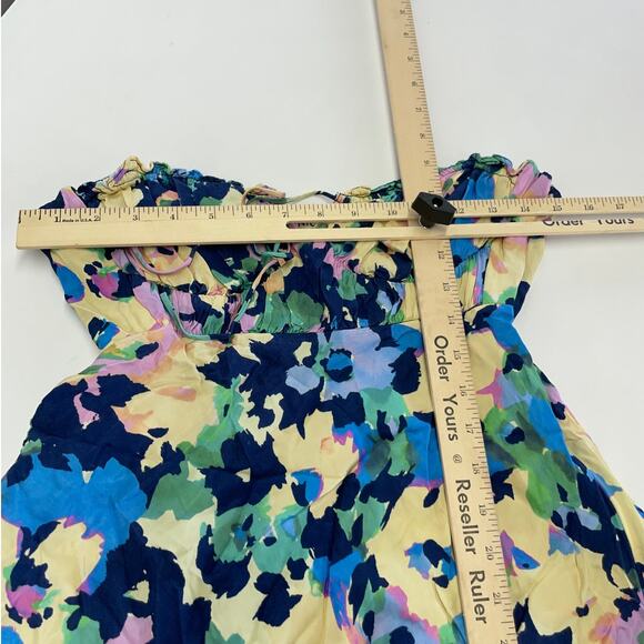 Nicholas Dress Womens 2 Blue Yellow Pink Simie Floral Sweetheart Mini Strapless - Picture 10 of 12